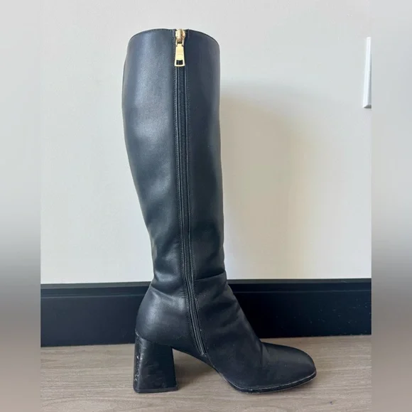 Coach Black Knee-High Block Heel Leather Boots 🖤 - Picture 13 of 16